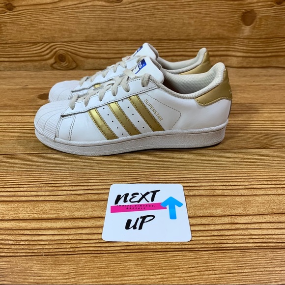 adidas Shoes - Adidas Superstar White/Metallic Gold size 6